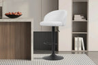 Tabouret de bar AYDA en tissu bouclé blanc - 49 x 46 cm - ROUSSEAU