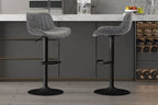 Tabouret de bar FENNY Gris simili cuir – 48 x 49,5 cm | TIKAYLA