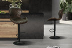 Tabouret de bar MAYA Brun foncé simili cuir – 48 x 52 cm | TIKAYLA