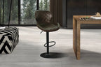 Tabouret de bar MAYA Brun foncé simili cuir – 48 x 52 cm | TIKAYLA