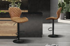 Tabouret de bar MAYA Cognac simili cuir – 48 x 52 cm | TIKAYLA