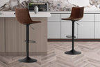 Tabouret de bar TREVIS Brun simili cuir – 41 x 47 cm | TIKAYLA