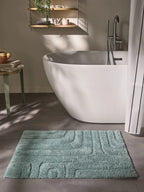 Tapis de bain 100% Coton tufté à la main DAN Bleu BENUTA