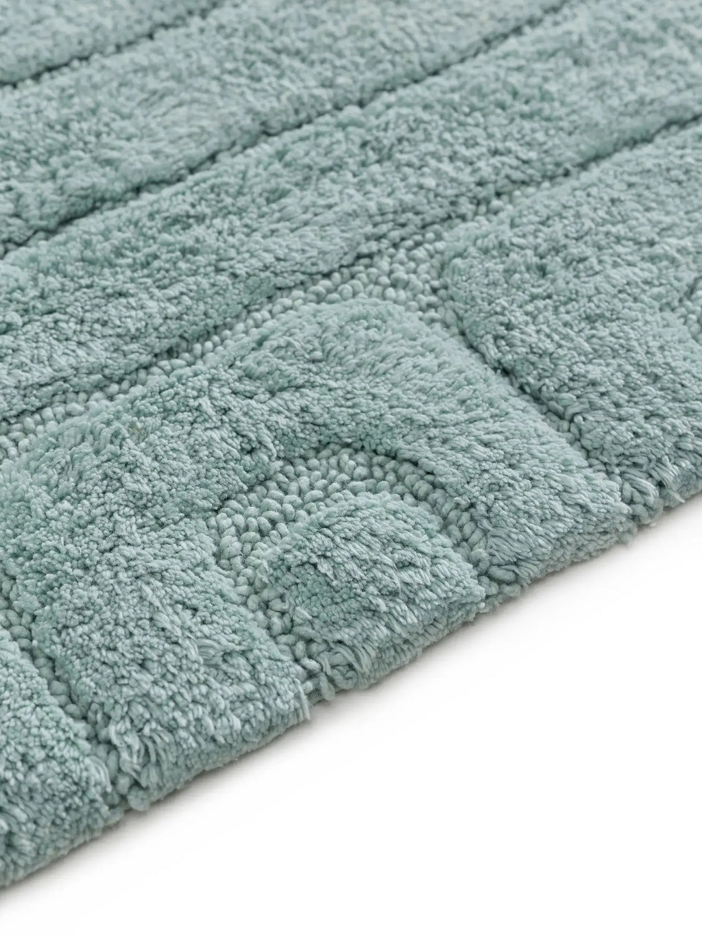 Tapis de bain 100% Coton tufté à la main DAN Bleu BENUTA