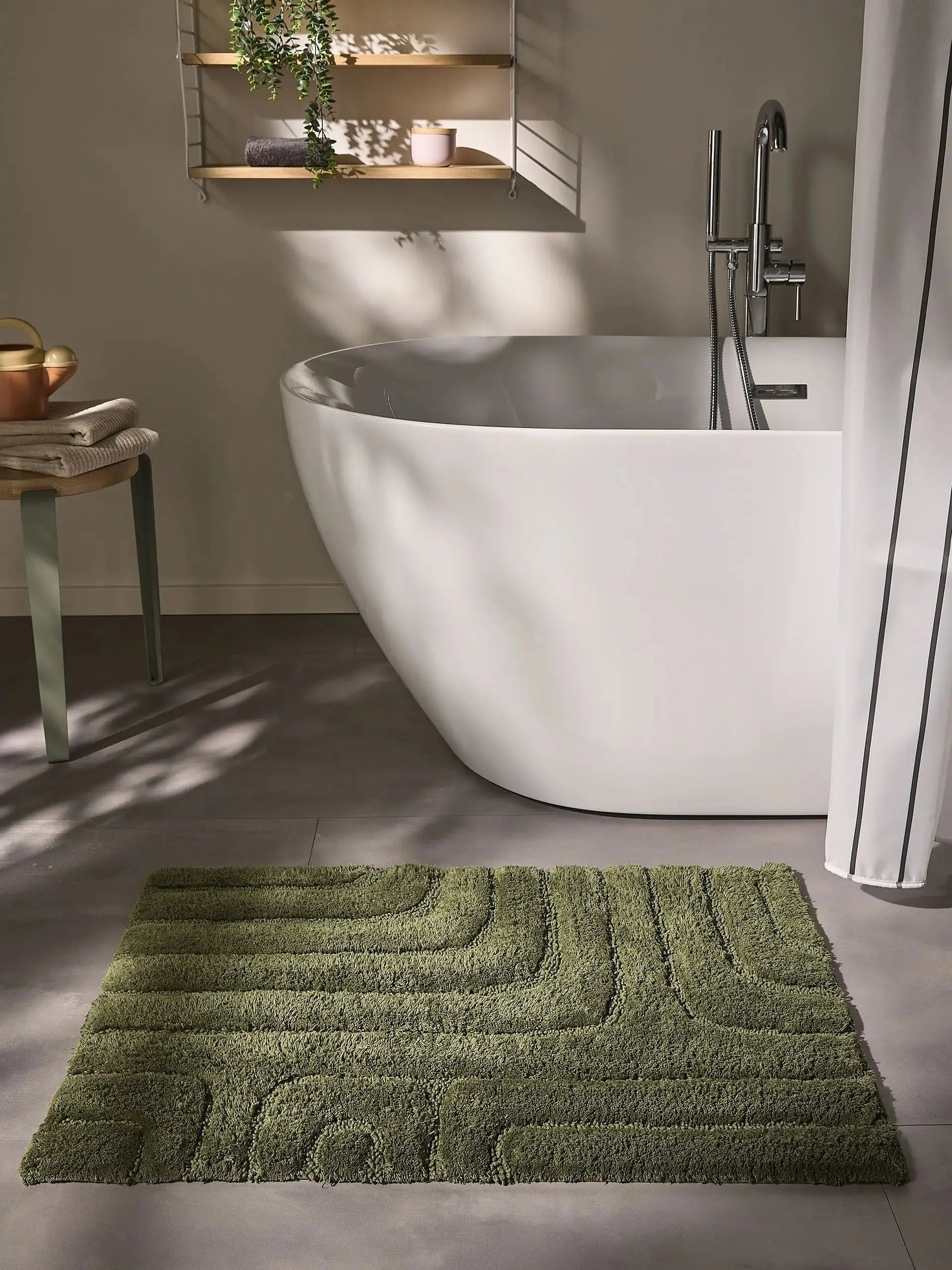 Tapis de bain 100% Coton tufté à la main DAN Vert BENUTA